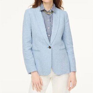 🧥J. Crew Herringbone One Button Blazer Linen Cotton Blend Size 16 NWOT🤍